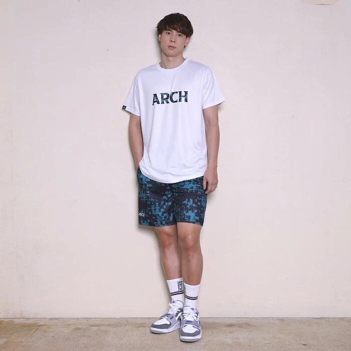 Arch grid faded tee [DRY]【white】 アーチ バスケ 半袖Tシャツ アーチ バスケ バスケットボール バスパン 男子 ウエア 大人 子供 Ｔシャツ バスケウエア t125-119