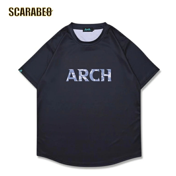 Arch grid faded tee [DRY]【black】 アーチ バスケ 半袖Tシャツ アーチ バスケ バスケットボール バスパン 男子 ウエア 大人 子供 Ｔシャツ バスケウエア t125-120