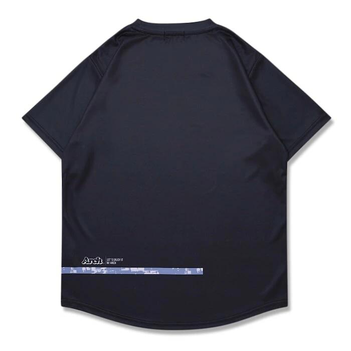 Arch grid faded tee [DRY]【black】 アーチ バスケ 半袖Tシャツ アーチ バスケ バスケットボール バスパン 男子 ウエア 大人 子供 Ｔシャツ バスケウエア t125-120