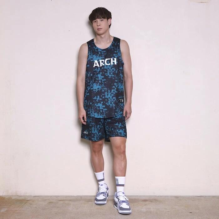 Arch grid faded rev. tank [DRY]【deep ocean/white】 アーチ バスケ