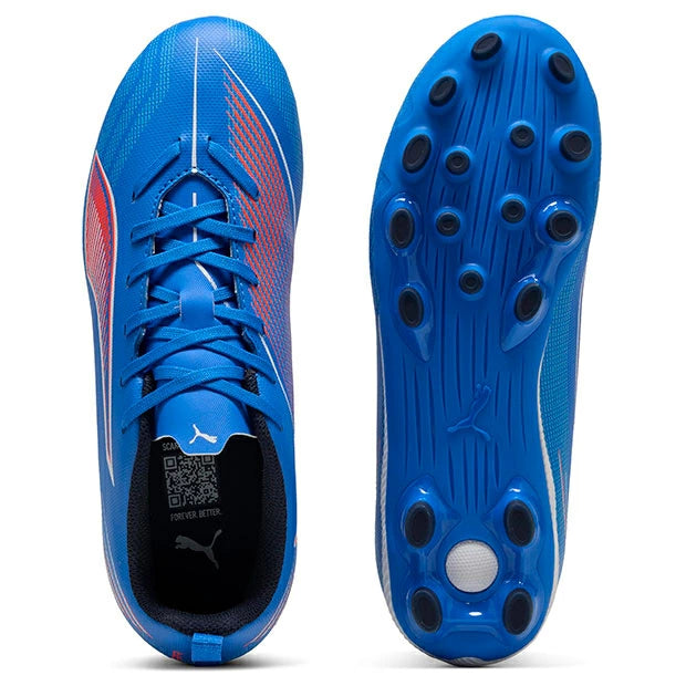 PUMA プーマ ウルトラ 6 プレイ HG/AG+MID Jr [UNTAMED PACK] ジュニア サッカースパイク 土・人工芝用 25AW（ウルトラブルー×ホワイト×レッド 108536-01