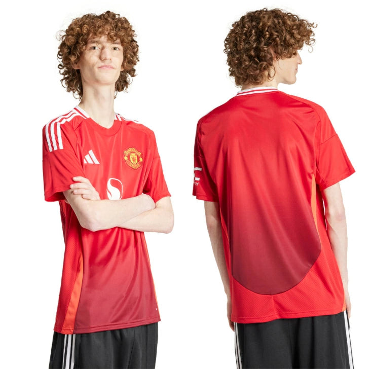 アディダス マンチェスター・ユナイテッド 2024-25 ホーム レプリカユニフォーム 半袖 メンズ サッカー スリムフィット リサイクル素材 klz16