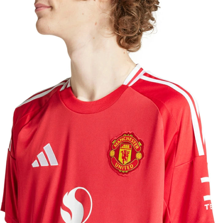 アディダス マンチェスター・ユナイテッド 2024-25 ホーム レプリカユニフォーム 半袖 メンズ サッカー スリムフィット リサイクル素材 klz16