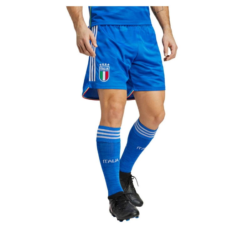 イタリア代表 2023 ホーム レプリカショーツ メンズ サッカー パンツ adidas 大人用 ユニフォーム下 トリコット素材 正規品 ブルー mil54