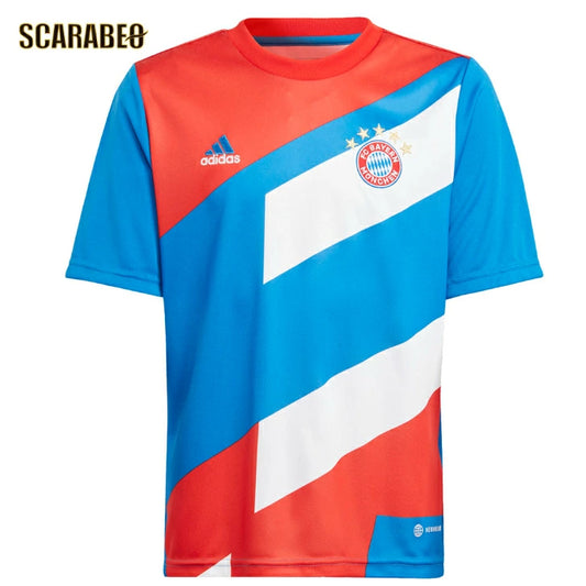 アディダス ジュニア バイエルンミュンヘン プレマッチシャツ キッズ 半袖 サッカーウェア 練習着 AEROREADY adidas Bayern Munich mlm54