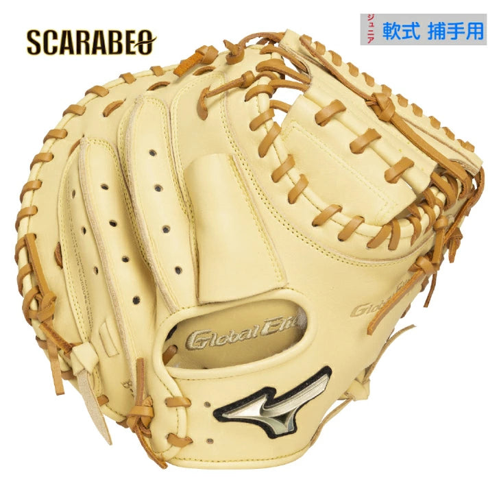 ミズノ ジュニア 軟式グローブ グローバルエリート RG ブランドアンバサダーセレクション 大城卓三モデル 紐革 コンビカラー 8049 ブロンド×コルク 2025秋冬 1ajcy33100