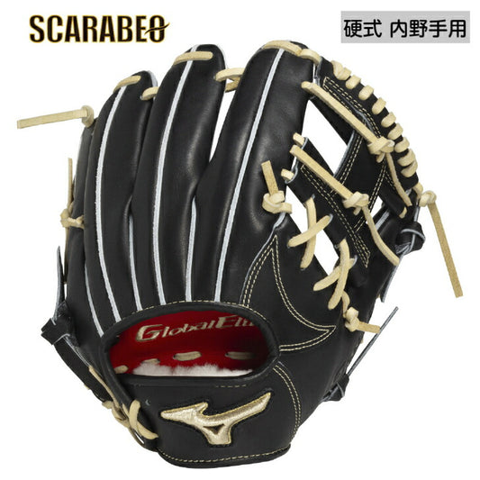 ミズノ 硬式グローブ グローバルエリート プロフェッショナルセレクション 坂本型 内野手用 サイズ9 ブラック×ブロンド 2025秋冬 軽量 操作性 1ajgh33303