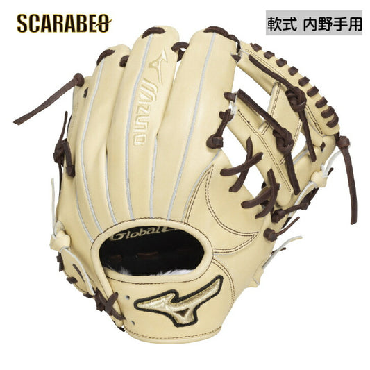 ミズノ 軟式グローブ グローバルエリート プロフェッショナルセレクション 坂本型 内野手用 サイズ9 ブロンド×ブラック 2025秋冬 軽量 操作性 1ajgr33203