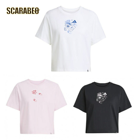アディダス Tシャツ レディース 半袖 W EMBROIDERY グラフィック JM4386 JV6089 JV6088 JVJ06 ホワイト ブラック ピンク adidas スポーツウェア カジュアル