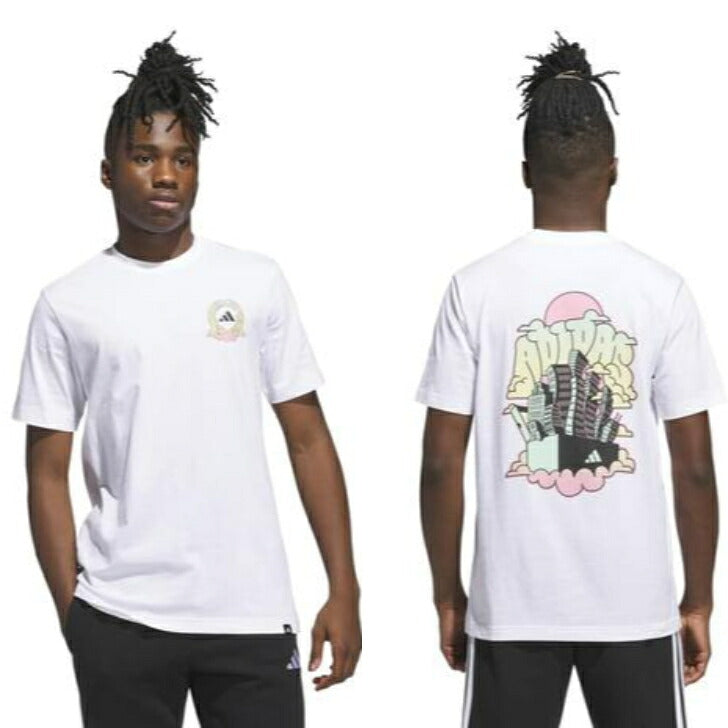 アディダスTシャツメンズ半袖バックプリントJVH74ネイビーホワイトadidasCITYグラフィックカジュアルスポーツウェアjvh74