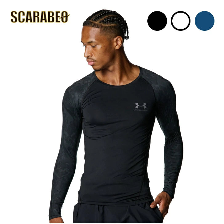 アンダーアーマー UA ヒートギア コンプレッション 長袖 ロングスリーブ シャツ メンズ トレーニング ブラック ホワイト ミッドナイトネイビー 6007728 Under Armour 吸汗速乾 ストレッチ フィット