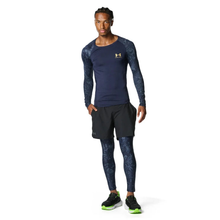 アンダーアーマー UA ヒートギア カモ レギンス メンズ トレーニング コンプレッション タイツ Black(001) Midnight Navy(410) 6007729 Under Armour 吸汗速乾 ストレッチ フィット 6007729