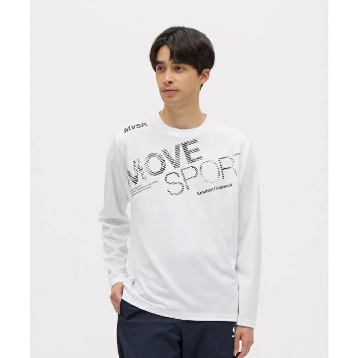 MOVESPORT ムーブスポーツ ドライメッシュ ビッグロゴ 長袖シャツ メンズ 吸汗速乾 スポーツウェア ジャストフィット グリーン ホワイト ブルー ブラック st5flt00m