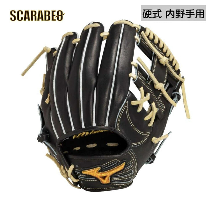 ミズノ MIZUNO 硬式用 グローブ 内野手用 ミズノプロ CRAFTED Edition 長岡型 サイズ10 高校野球対応 ブラック×ブロンド 日本製 1AJGH32043 専用袋付き 1ajgh32043