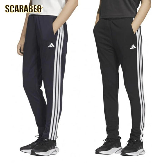 アディダス adidas レディース ジャージ パンツ スリーストライプス ダブルニット トラックパンツ JVP36 JW9790 JW9789 ネイビー×ホワイト ブラック×ホワイト レギュラーフィット ドローコード フロントポケット リサイクル素材 jvp36