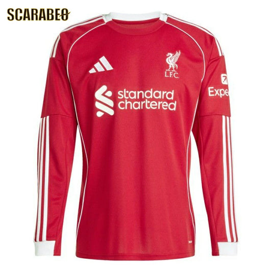 adidas アディダス 25/26 LFC リバプールFC ホーム レプリカユニフォーム 長袖 JYF51 JV6456 ストロベリーレッド 2025-26シーズン サッカー ジャージ 大人 メンズ アンフィールド jyf51