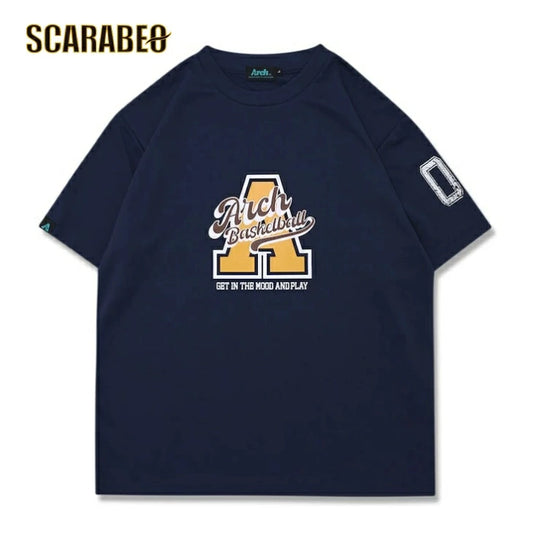 Arch アーチ バスケ Tシャツ DRY 吸汗速乾 半袖 カーシブ ロゴ A メンズ レディース インディゴ ネイビー t125-158