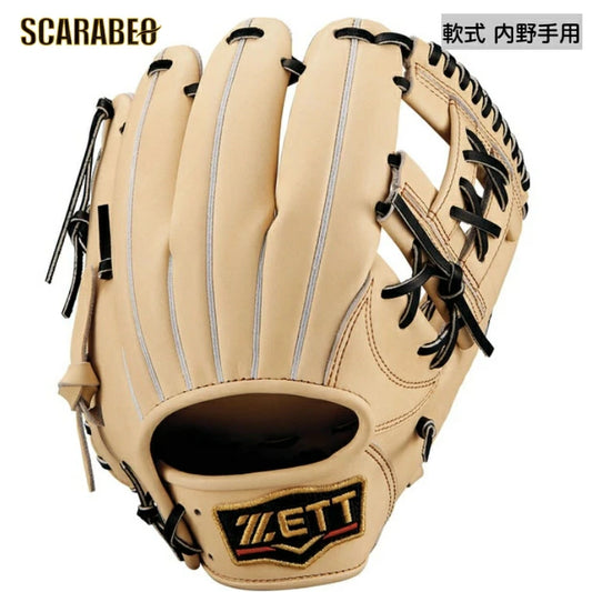 ゼット ZETT 軟式 グラブ グローブ 内野手用 二塁手 遊撃手 今宮タイプ プロステイタス BRGB30364G-3219 パステルブラウン×ブラック 軟式グローブ 右投げ 小ぶり ダブルHベルトウェッブ brgb30364g-3219