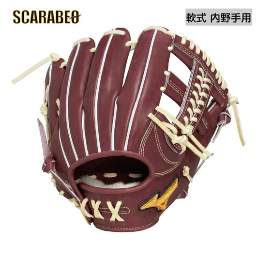 ミズノプロ 軟式グローブ CRAFTED Edition 紅林型 サイズ9 内野手向け ユニセックス プラムブラウン×ブロンド 2025年秋冬 1ajgr33023-6880