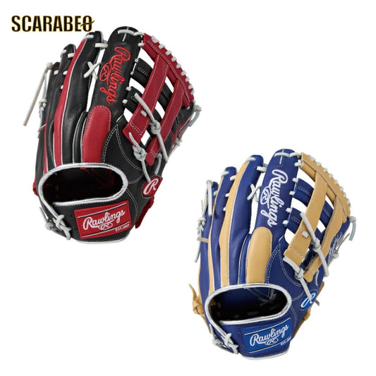 ソフトボール グローブ 男子用 オールラウンド ローリングス Rawlings HYPERTECH カラーズ GS5FHTCY719 12.75インチ 右投げ 指あて付き 小指2本入れ ブラック/スカーレット インディゴ/キャメル gs5fhtc565w