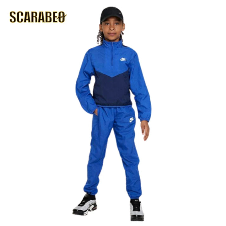 ナイキ キッズ ジュニア ウーブン トラックスーツ 上下セット NIKE YTH NSW QZ ハイブリッド FD3058 スポーツウェア ジャージ 子供服 ジャケット ロングパンツ Gロイヤル(480) fd3058-480