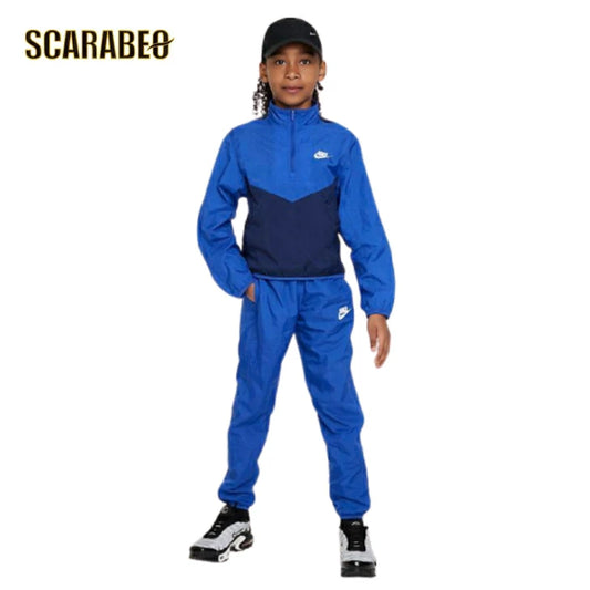 ナイキ キッズ ジュニア ウーブン トラックスーツ 上下セット NIKE YTH NSW QZ ハイブリッド FD3058 スポーツウェア ジャージ 子供服 ジャケット ロングパンツ Gロイヤル(480) fd3058-480