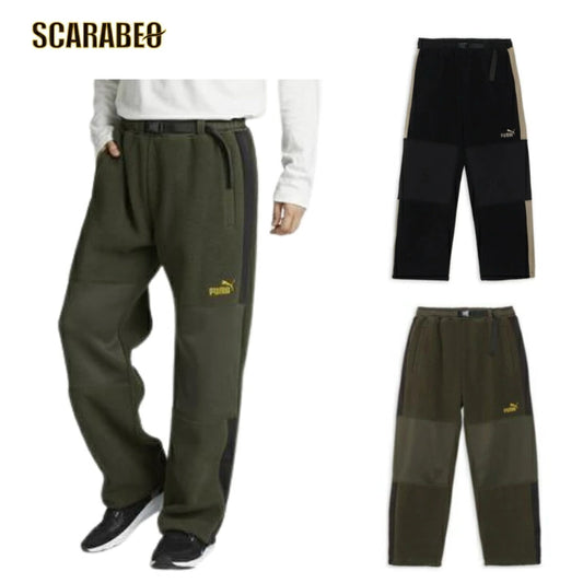 プーマ メンズ パンツ PUMA CORE HERITAGE ウィンターライズ フリース ONELINE ブラック ダークオリーブ トラックスーツ ジョガーパンツ リラックスフィット ドローコード 683591