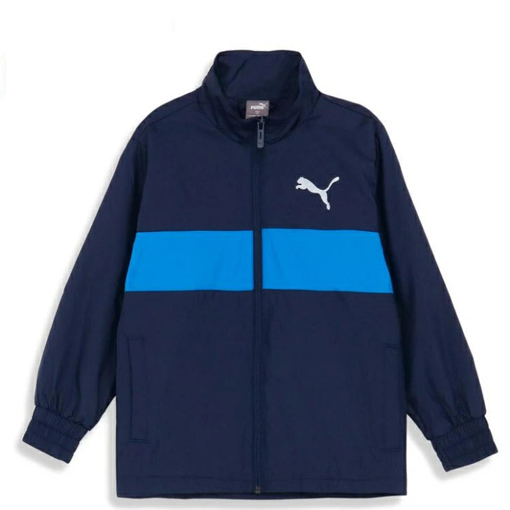 プーマ ジュニア ジャケット PUMA ACTIVE SPORTS ウーブン 裏トリコット 677717-06 フルジップ スポーツウェア 子供服 軽量 吸水速乾 ポリエステル 677717-06