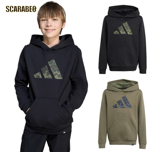 アディダス キッズ カモ グラフィック パーカー 裏起毛 フリース プルオーバー フード付き ジュニア ブラック JV5128 オリーブ JV5127 jyd46