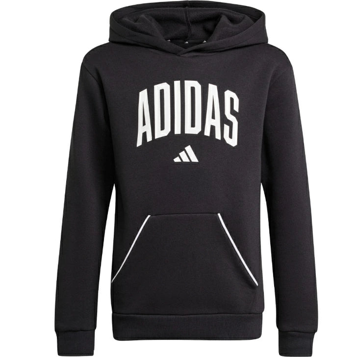 アディダス ジュニア キッズ パーカー 裏起毛 フリース プルオーバー カンガルーポケット 2025秋冬 グレー ブラック ダークブルー klh32