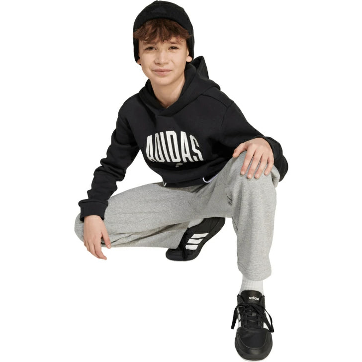 アディダス ジュニア キッズ パーカー 裏起毛 フリース プルオーバー カンガルーポケット 2025秋冬 グレー ブラック ダークブルー klh32
