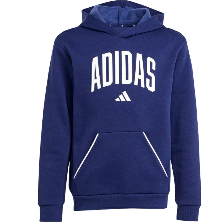 アディダス ジュニア キッズ パーカー 裏起毛 フリース プルオーバー カンガルーポケット 2025秋冬 グレー ブラック ダークブルー klh32