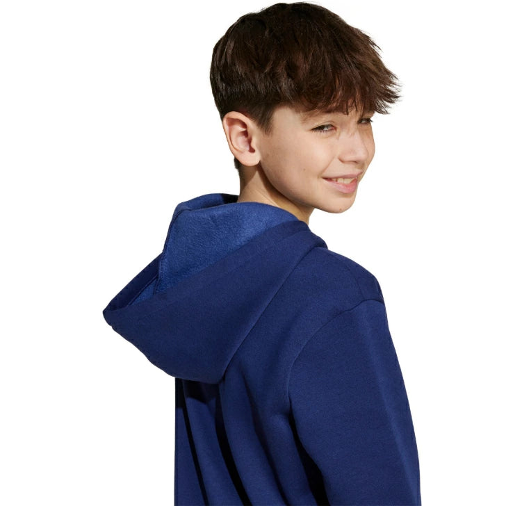 アディダス ジュニア キッズ パーカー 裏起毛 フリース プルオーバー カンガルーポケット 2025秋冬 グレー ブラック ダークブルー klh32