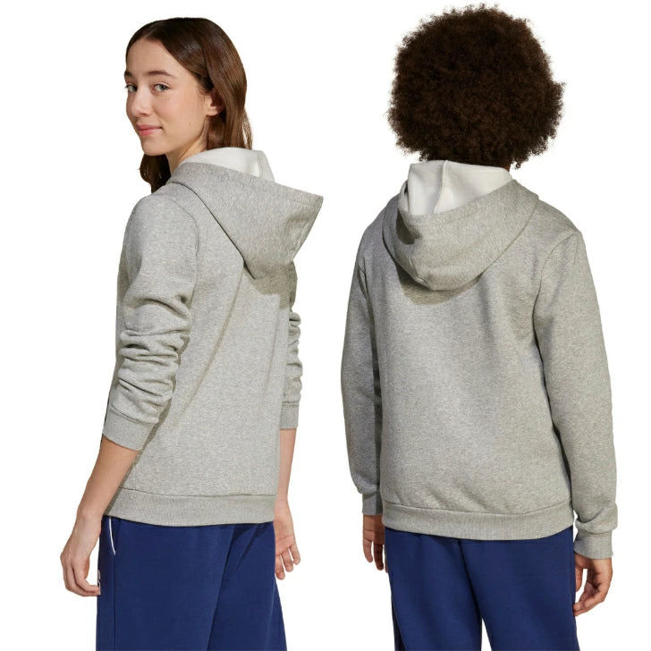 アディダス ジュニア キッズ パーカー 裏起毛 フリース プルオーバー カンガルーポケット 2025秋冬 グレー ブラック ダークブルー klh32