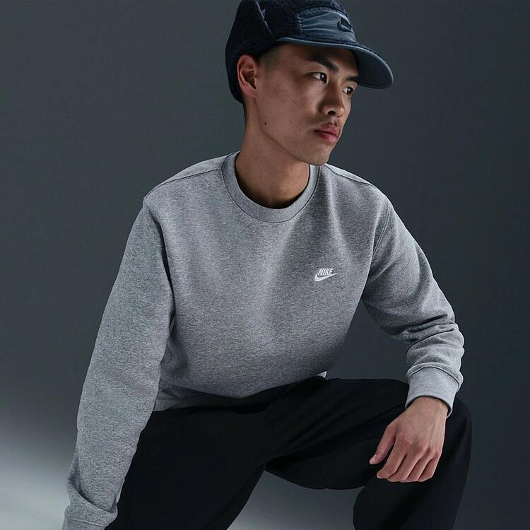 NIKE ナイキ クラブ BB クルー L/S トップ FN3887 スウェット トレーナー 長袖 クルーネック メンズ レディース ブラック グレー fn3887