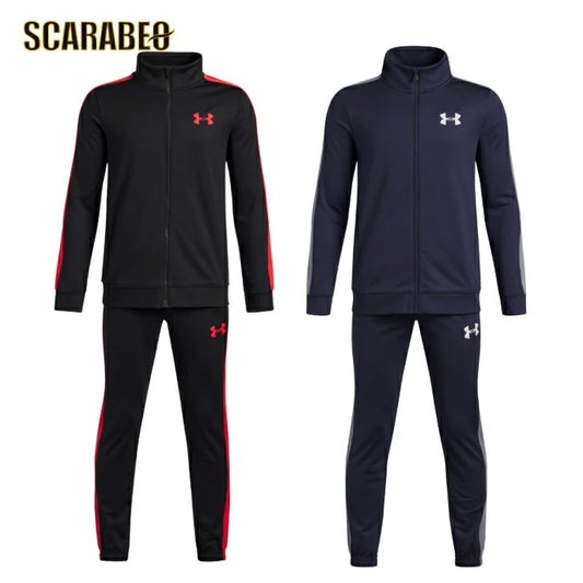 アンダーアーマー UA ニット トラックスーツ キッズ 上下セット 裏起毛 スウェット ジャケット パンツ 速乾 保温 トレーニング 1363290 ブラック/レイサーレッド 006 ネイビー 403 1363290