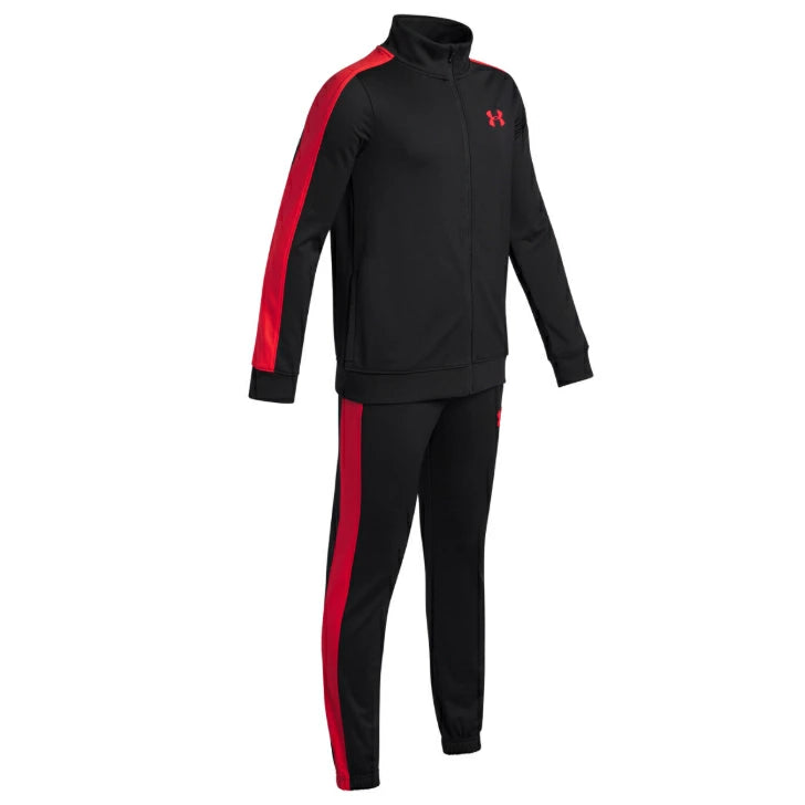 アンダーアーマー UA ニット トラックスーツ キッズ 上下セット 裏起毛 スウェット ジャケット パンツ 速乾 保温 トレーニング 1363290 ブラック/レイサーレッド 006 ネイビー 403 1363290