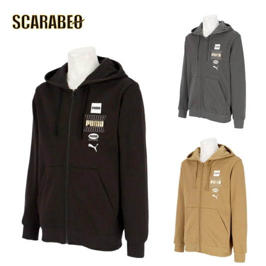 プーマ パーカー メンズ PUMA ESS LOGO LAB ホリデー フルジップ フーディ スウェット トレーニング 長袖 691097 ブラック グレー ハニーバター S-XXL 691097