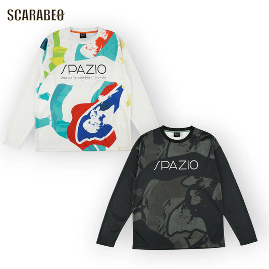 Spazio スパッツィオ ペイントグラフィックロンプラ 25FW GE-1118 メンズ 長袖 Tシャツ スポーツウェア ブラック ホワイト トレーニング サッカー フットサル ge1118