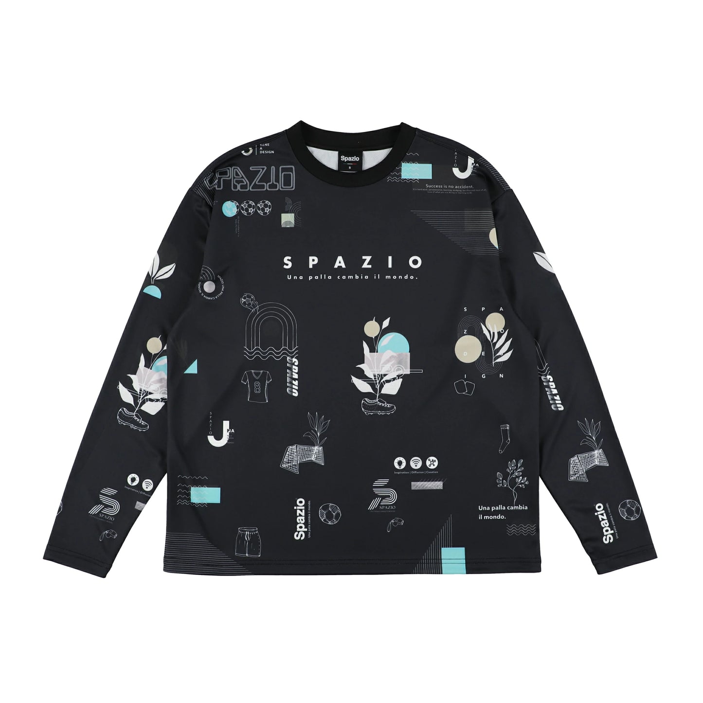 Spazio スパッツィオ オーバーサイズロンプラ メンズ 長袖 Tシャツ スポーツウェア ブラック ホワイト トレーニング サッカー フットサル ge1128