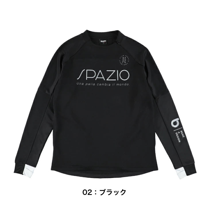 Spazio スパッツィオ 脇パネルミッドトレーニングトップ 25FW GE-1129 メンズ 長袖 トレーニングウェア スポーツウェア グレージュ グレー ネイビー ブラック サムホール 首元ジップ ge1129