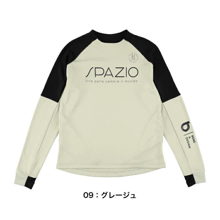 Spazio スパッツィオ 脇パネルミッドトレーニングトップ 25FW GE-1129 メンズ 長袖 トレーニングウェア スポーツウェア グレージュ グレー ネイビー ブラック サムホール 首元ジップ ge1129