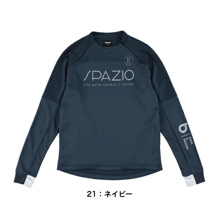 Spazio スパッツィオ 脇パネルミッドトレーニングトップ 25FW GE-1129 メンズ 長袖 トレーニングウェア スポーツウェア グレージュ グレー ネイビー ブラック サムホール 首元ジップ ge1129