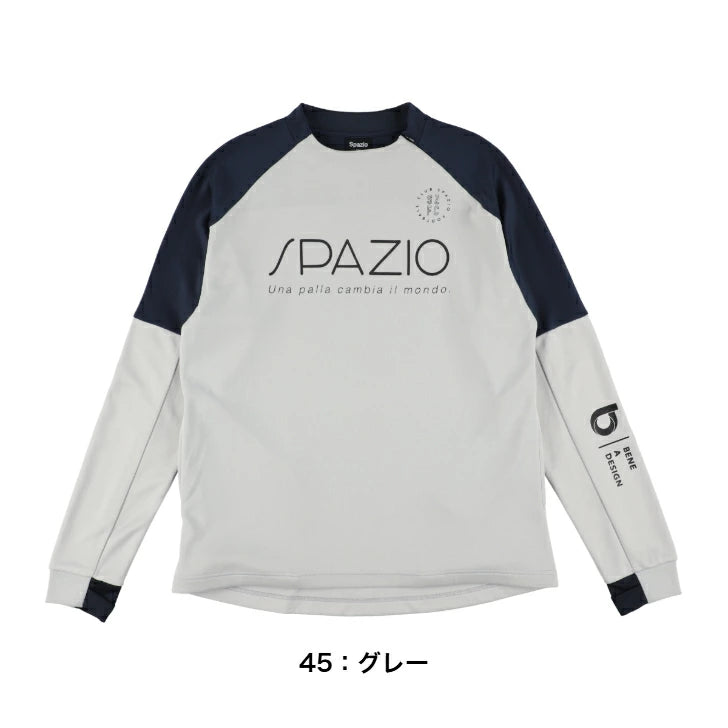 Spazio スパッツィオ 脇パネルミッドトレーニングトップ 25FW GE-1129 メンズ 長袖 トレーニングウェア スポーツウェア グレージュ グレー ネイビー ブラック サムホール 首元ジップ ge1129