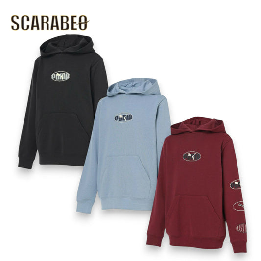 PUMA プーマ ジュニア キッズ 子供 スウェット パーカー ESS LOGO LAB エグゼキューション HD TR B 691183 フーディ フレンチテリー スポーツウェア トレーナー ブラック ブルー ボルドー 691183