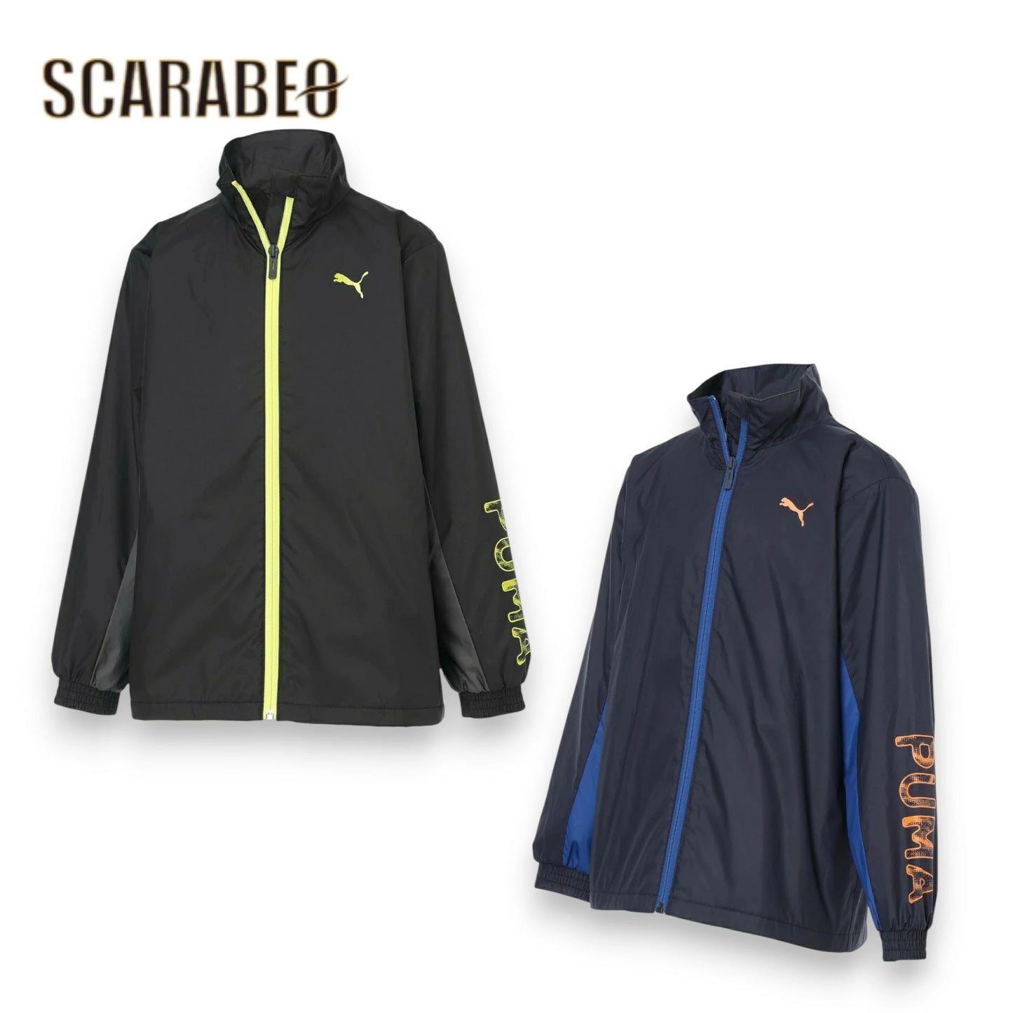 PUMA プーマ ジュニア キッズ 子供 ウインドブレーカー ジャケット ACTIVE SPORTS トリコットライニング ウーブンジャケット 689964 防風 WINDCELL スポーツウェア 通学 ブラック ネイビー 689964