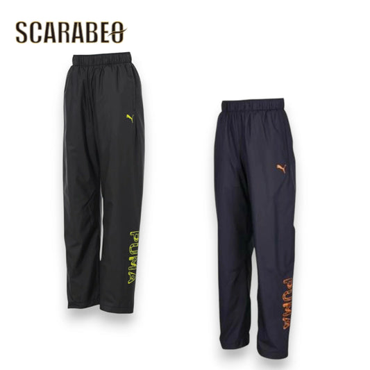 PUMA プーマ ジュニア キッズ 子供 ウインドブレーカー パンツ ACTIVE SPORTS トリコットライニング ウーブンパンツ 689968 防風 撥水 WINDCELL スポーツウェア ロングパンツ ブラック ネイビー 689968