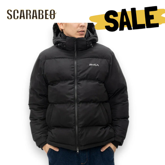 RVCA メンズ PUFFER JACKET パファー ジャケット 防寒 撥水 フード付き BLK 2024秋冬モデル be042767