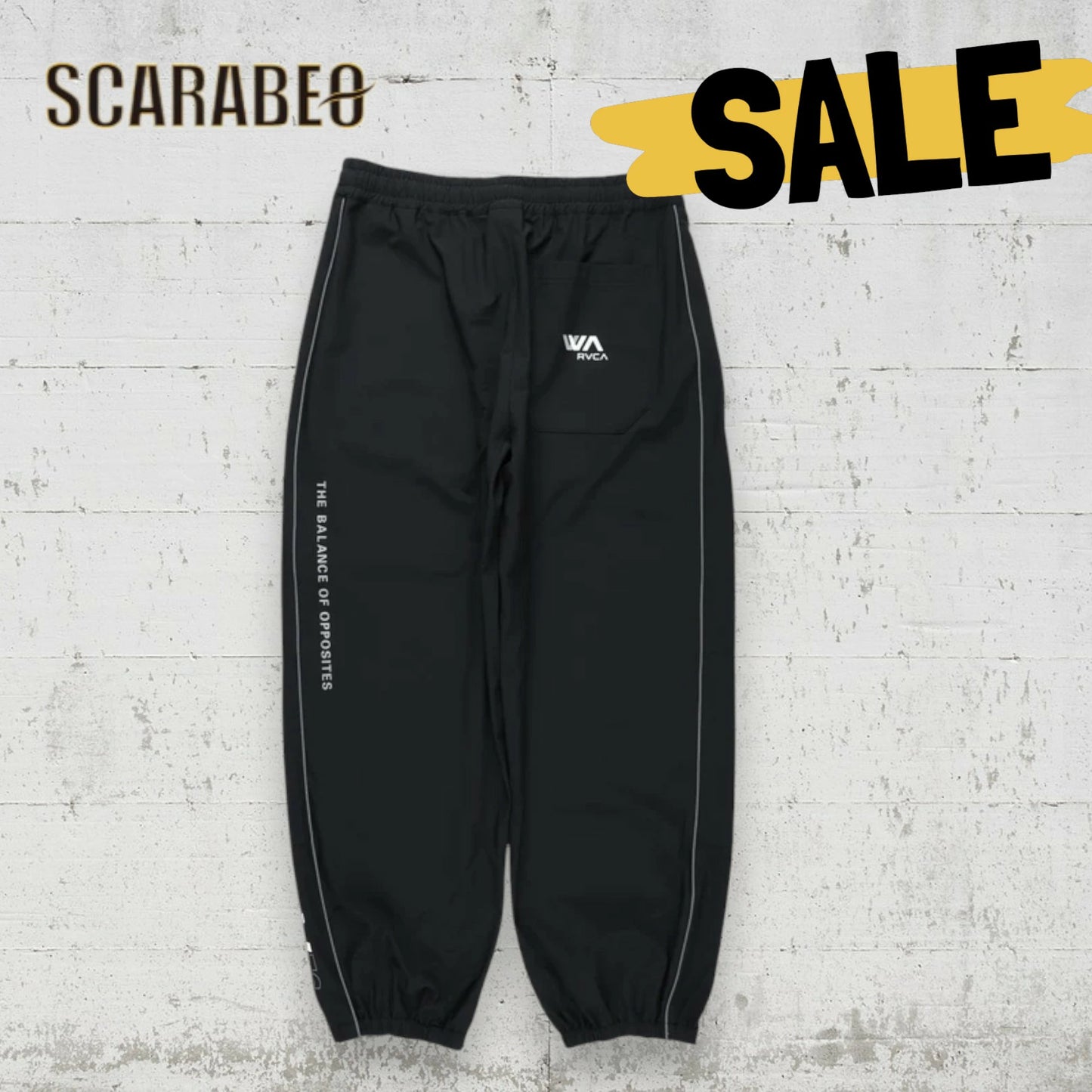 RVCA メンズ WIND AND SEA LIGHT P ロングパンツ トレーニングパンツ コラボ ゴムシャーリング black PTK 2024秋冬モデル be042p70