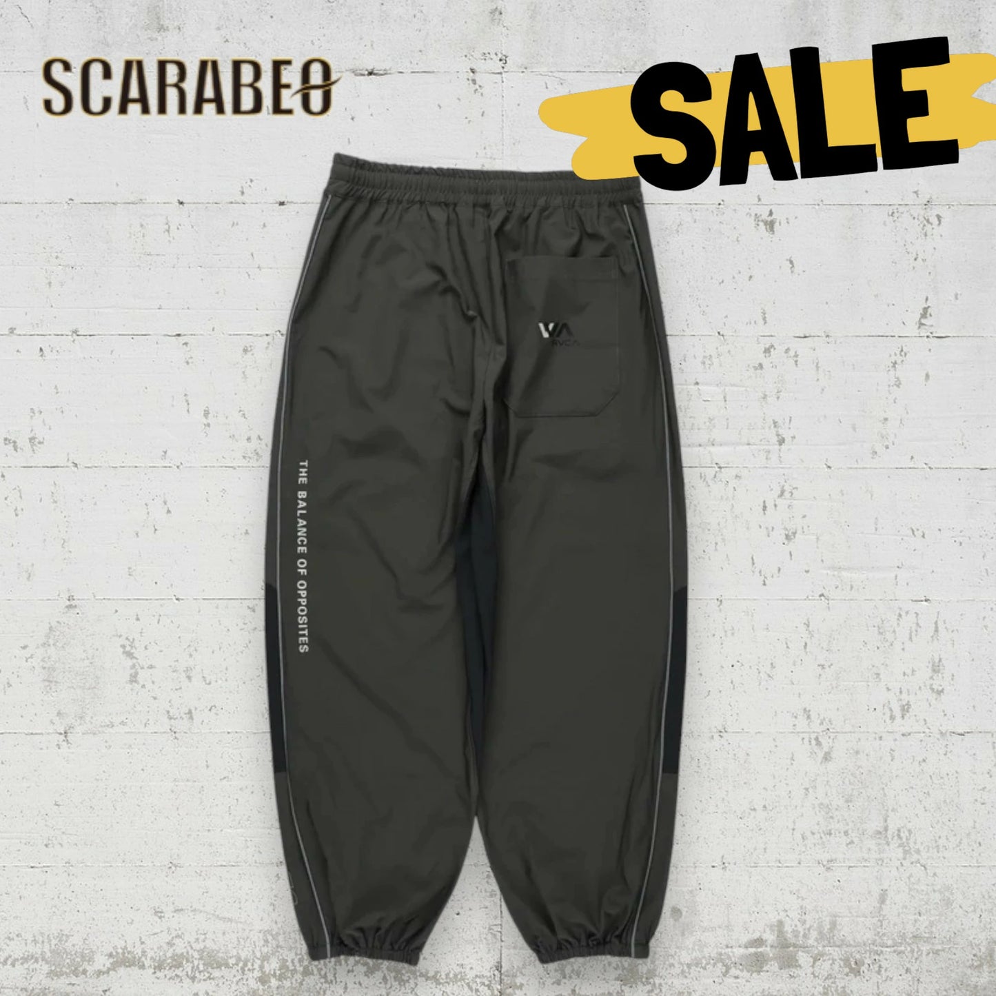 RVCA メンズ WIND AND SEA LIGHT P ロングパンツ トレーニングパンツ コラボ ゴムシャーリング black PTK 2024秋冬モデル be042p70